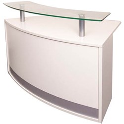RAPIDLINE MODULAR RECEPTION COUNTER WITH GLASS HOB 1339W X 872D X 935MMH WHITE