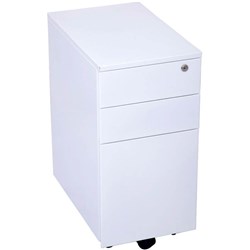 RAPIDLINE GO STEEL SLIMLINE MOBILE PEDESTAL 2 DRAWER 1 FILE 300WX475DX610MMH WHITE
