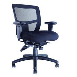 MIAMI II MESH HIGH BACK CHAIR WITH ARMS BLACK MESH AND FABRIC SEAT