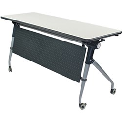 SYLEX SYNCLINE FOLDING DOUBLE DESK 1500W X 550D X 750MMH SILVER FRAME WHITE TOP