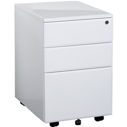 SUMMIT METAL MOBILE PEDESTAL 2 DRAWER 1 FILE 400W X 520D X 620MMH WHITE