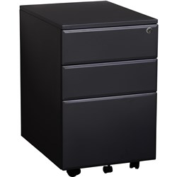 SUMMIT METAL MOBILE PEDESTAL 2 DRAWER 1 FILE 400W X 520D X 620MMH BLACK