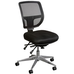 MIAMI MESH MEDIUM BACK TASK CHAIR NO ARMS BLACK MESH BACK FABRIC SEAT BLACK