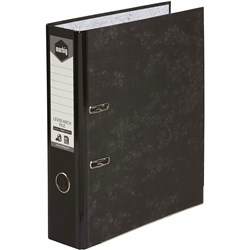 MARBIG LEVER ARCH BINDER A4 75MM BOARD REINFORCED SPINE MOTTLE BLACK