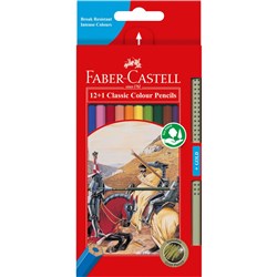 FABER-CASTELL CLASSIC COLOUR PENCILS ASSORTED INCLUDING 1 GOLD PENCIL PACK OF 12