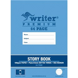 WRITER PREMIUM STORY BOOK 330X240MM 64 PAGE PLAIN DOTTED THIRDS 24MM 100GSM