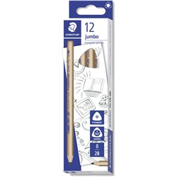 STAEDTLER NATURAL JUMBO TRIANGULAR PENCILS 2B BOX OF 12