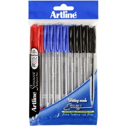ARTLINE 8210 SMOOVE BALLPOINT PEN MEDIUM 1MM ASSORTED COLOURS PACK OF 10