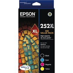 EPSON 252XL DURABRITE ULTRA INK CARTRIDGE VALUE PACK OF 4 ASSORTED COLOURS