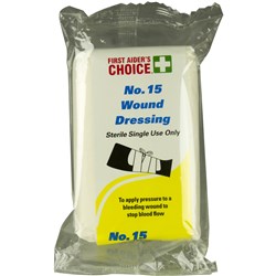 FIRST AIDER'S CHOICE WOUND DRESSINGS NO.15 LARGE 60 X 90MM SINGLE USE WHITE