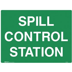 BRADY EMERGENCY SIGN SPILL CONTROL STATION 600W X 450MMH POLYPROPYLENE WHITE/GREEN