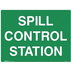 BRADY EMERGENCY SIGN SPILL CONTROL STATION 600W X 450MMH METAL WHITE/GREEN