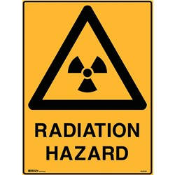 BRADY WARNING SIGN RADIATION HAZARD 450W X 600MMH POLYPROPYLENE YELLOW AND BLACK