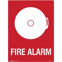 BRADY FIRE SIGN FIRE ALARM 450W X 600MMH METAL WHITE/RED