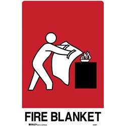 BRADY FIRE SIGN FIRE BLANKET 300W X 450MMH METAL WHITE/RED/BLACK