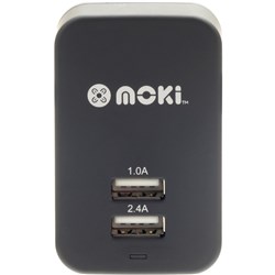 MOKI DUAL USB WALL CHARGER BLACK