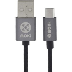 MOKI TYPE-C TO USB SYNCHARGE CABLE 90CM BRAIDED GUN METAL