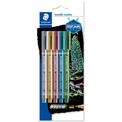 STAEDTLER 8323 METALLIC MARKER BULLET 1-2MM ASSORTED PACK OF 5