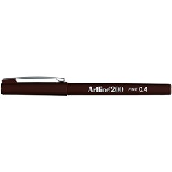 ARTLINE 200 FINELINER PEN FINE 0.4MM DARK BROWN PACK OF 12