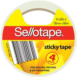 SELLOTAPE STICKY TAPE 18MMX66M CLEAR PACK OF 4