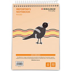 BIBBULMUN SPIRAL NOTEBOOK A5 RULED 7MM TOP BOUND 300 PAGE