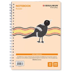 BIBBULMUN SPIRAL NOTEBOOK A5 RULED 7MM SIDE BOUND 200 PAGE