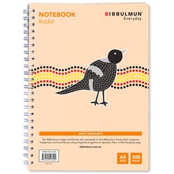 BIBBULMUN SPIRAL NOTEBOOK A5 RULED 7MM SIDE BOUND 300 PAGE