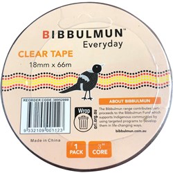 BIBBULMUN OFFICE STICKY TAPE 18MMX66M CLEAR