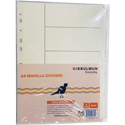 BIBBULMUN MANILLA DIVIDER A4 5 TAB PLAIN BUFF