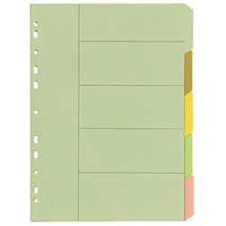 BIBBULMUN MANILLA DIVIDER A4 5 TAB PLAIN PASTEL COLOURS