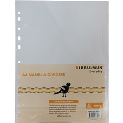 BIBBULMUN MANILLA DIVIDER A4 5 TAB PLAIN WHITE