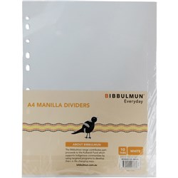 BIBBULMUN MANILLA DIVIDER A4 10 TAB WHITE