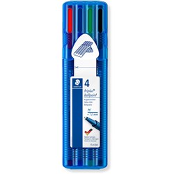 STAEDTLER 437 TRIPLUS BALLPOINT PENS EXTRA BROAD 1.6MM ASSORTED WALLET OF 4