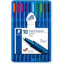 STAEDTLER 437 TRIPLUS BALLPOINT PENS EXTRA BROAD 1.6MM ASSORTED WALLET OF 10